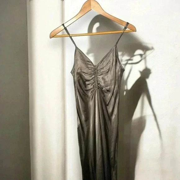 Zara satin ruched maxi  gown S - Picture 4 of 9